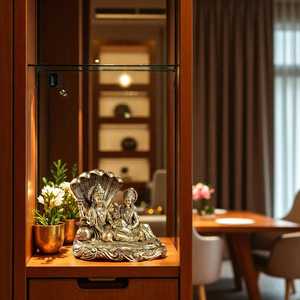 Ídolo Hecho a Mano de 7 CM del Dios Vishnu Lakshmi con Sheshnaag, Decoración Tradicional de Latón para el Hogar, para Diwali, para la Pared de la Sala de Estar - Product Image 5