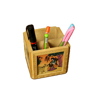 Soporte de madera para bolígrafos con diseño de rayasthani, soporte decorativo hecho a mano para mesa de oficina, regalo de decoración para niños - Product Image 1
