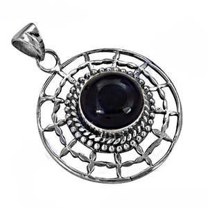 Pendentif en argent 925 avec pierre d'onyx pour femmes, plaqué rhodium, bijoux classiques en pierres précieuses, turquoise, perle, coquille pour fiançailles, mariage - Product Image 3