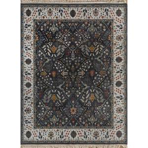 Alfombra Gulnar de Lana Anudada a Mano, Gris y Negra con Patrón Floral Abstracto para Sala de Estar, Dormitorio, Pasillo, Estilo Boho - Nueva Alfombra para Habitación Spr-28 - Product Image 1