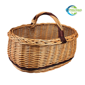 Handwoven Rattan Basket VINTAGE COUNTRY BASKET High Quality Easter <b>Egg</b> Gift Picnic Basket with Handle for All Outings - Product Image 4