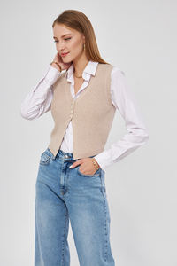 Comfortable Stylish <b>Women's</b> <b>Knitted</b> Blouse <b>Vest</b> Fashionable Casual Fabric for Office and Daily Use - Product Image 2