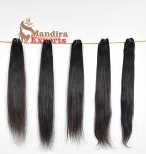 100% naturel vierge indien Temple Extensions de cheveux humains couleur noire droite cuticule alignée Style Remy cheveux humains - Product Image 1