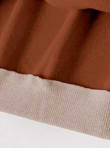 Sweat-shirt à capuche oversize pour femme, col en V, coupe ample, marron, poignets et ourlet contrastés, doux, chaud, pull décontracté, automne, confortable - Product Image 2