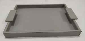 Bandeja Rectangular de Servicio de Primera Calidad en Cuero y Terciopelo, Piezas de 2 Colores, Ideal para el Hogar, Restaurantes y Hoteles - Product Image 2