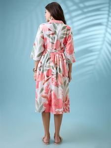 Main indienne bloc coton robe courte personnalisée mariée mariage miel lune robe d'été porter imprimé floral fille robe élégante - Product Image 4