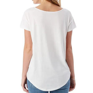 Camisetas de mujer de bajo precio La mejor calidad 100% algodón orgánico con logotipo personalizado Camiseta de mujer impresa - Product Image 5