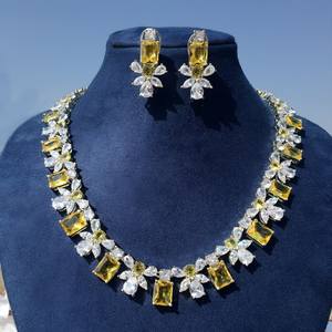 Luxury Emerald Green Onyx Necklace Statement CZ Indian Bridal Jewelry Designer Cubic Zirconia Wedding Gift White Rhodium Plated - Product Image 6