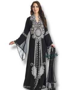 Vestido Musulmán Dubai de Talla Grande con Mangas Largas y Pedrería para Mujer, Transpirable, Negro, Bordado, Tipo Cárdigan, Abaya Islámica Modesta - Product Image 2