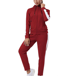 Venta al por mayor de algodón en blanco gimnasio manga larga chándal Tops logotipo personalizado diseño Sudadera con capucha chándal 2 piezas conjuntos chándales transpirables - Product Image 6