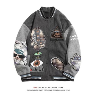 แจ็กเก็ตผ้าฝ้ายเนื้อบางของผู้ชายเสื้อแจ็คเก็ตมหาวิทยาลัยคอตั้งสไตล์สตรีทสำหรับฤดูใบไม้ผลิฤดูใบไม้ร่วงและฤดูหนาว - Product Image 4