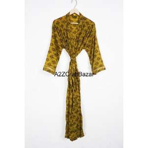 ชุดคลุมกิโมโนผ้าไหมวินเทจสำหรับผู้หญิง ลายปะติด คอวี ผูกเชือก ชุดนอนยาว ชุดลำลองชายหาด ระบายอากาศ แห้งเร็ว - Product Image 6