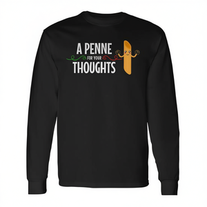 T-shirt à manches longues Italie avec motif 'a Penne' pour vos pensées, design graphique culturel italien promotionnel - Product Image 2