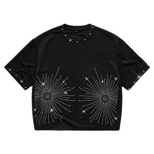 Camisetas de Hombre con Pedrería OEM al por Mayor, Camisetas de Verano de Manga Corta con Cuello Redondo, Diseño Premium, Camisetas de Hombre con Pedrería - Product Image 1