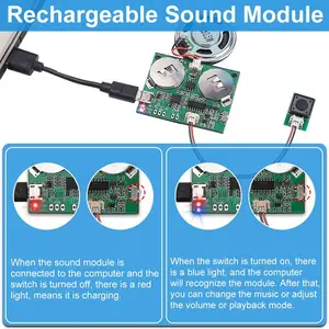 Modulo registratore Audio USB ricaricabile con pulsante MP3 riproduzione Audio altoparlante registratore vocale giocattolo