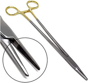 Ensemble de 4 instruments chirurgicaux CE de qualité supérieure en acier inoxydable : porte-aiguilles manuel, forceps Adson, ciseaux à iris, plateau réniforme - Product Image 1