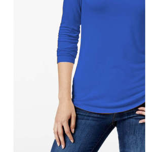 Top a Collo Alto Blu da Donna Maison Jules con Ricamo Floreale, Colletto Asimmetrico in Pizzo e Logo Ricamato, Lunghezza Lunga, Taglia XS - Product Image 3