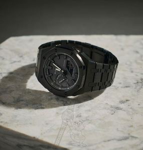 Lujo Negocios Moda Cuarzo Ronda Acero inoxidable Banda de cuero italiano Reloj deportivo digital Rastreador de pasos para reloj - Product Image 2