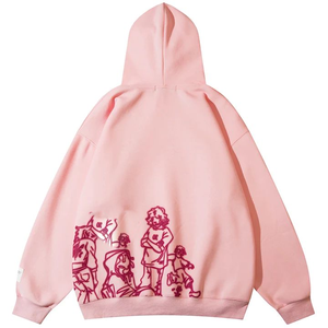 Women Drop Shoulder Printed Hooded Streetwear Breathable Oversize Hood Custom Design <b>Puff</b> Print Hoodie Ladies - Product Image 2