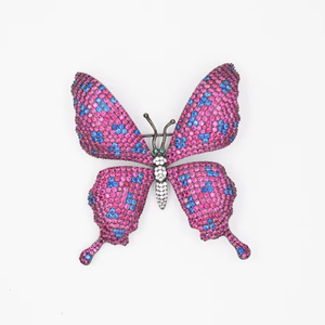 เข็มกลัดหรูหรารูปผีเสื้อสีแดงแบบวินเทจทำจากเพทายสีเงินสเตอร์ลิง925 - Product Image 1