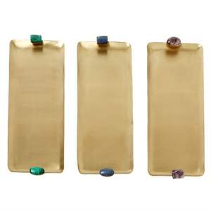 Lot de 2 Plateaux de Dessert Martelés Or Poli Dernier Design Laiton Métal Parfait pour Chocolat Thé Café Plateaux - Product Image 3