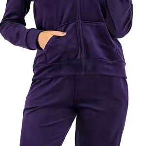 Stylish Ladies Plus Size <b>Velour</b> Tracksuit Modern Round Neck Sweatshirt With Loose Fit Pants For <b>Lounge</b> And Casual Outings - Product Image 6