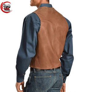 Chaleco de motorista de piel de vaca personalizado para hombre, prendas de vestir exteriores de cuero sin mangas de hermoso diseño, bolsillos laterales transpirables para uso en invierno - Product Image 2