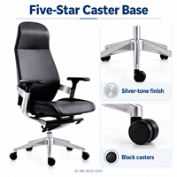 Chaise de bureau moderne noire à dossier haut avec siège rembourré et accoudoirs argentés pour sièges de direction et projets de bureau