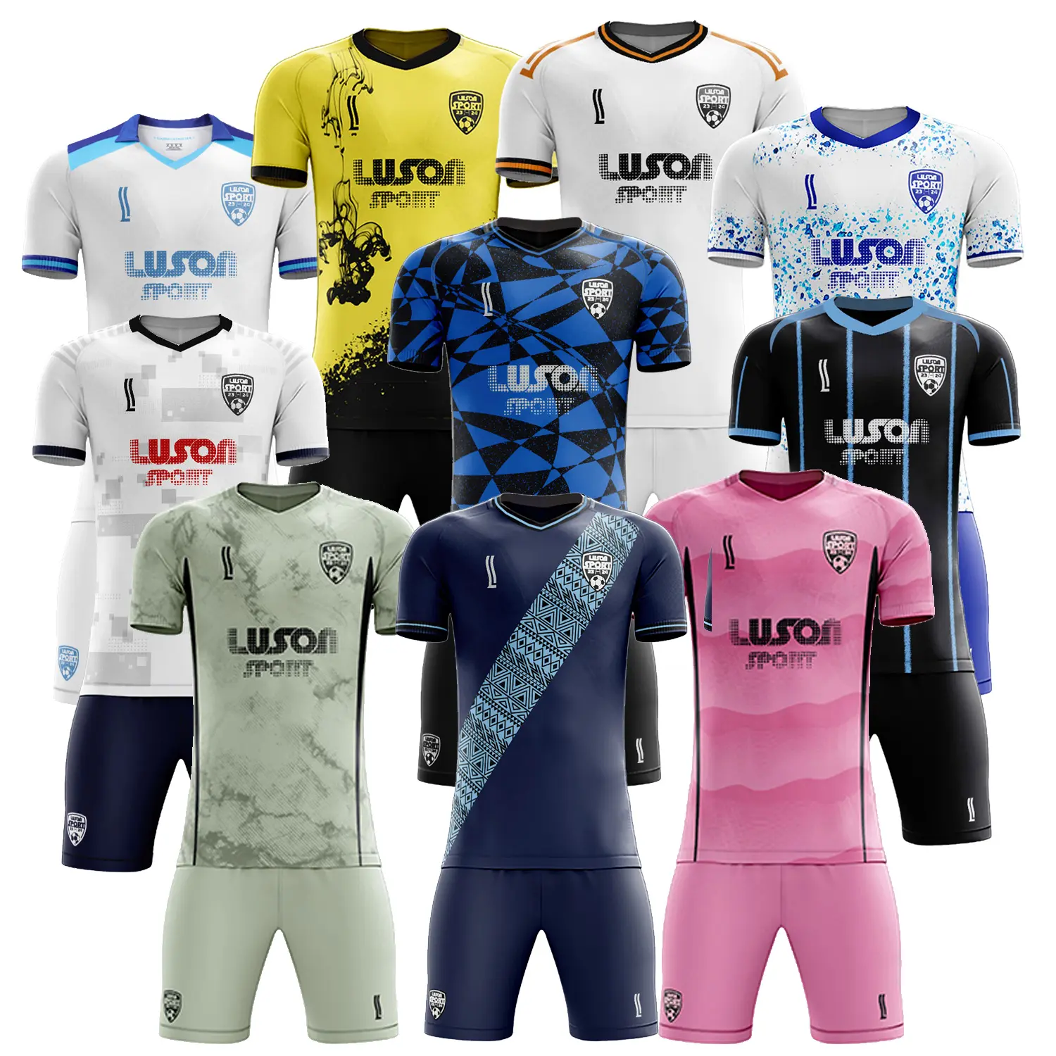 Camisa de futebol LUSON personalizada para equipe de futebol, camisa de futebol de qualidade da Tailândia, uniforme para homens, roupa de futebol