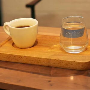 Bandeja otomana de madera de nogal moderna con asas Bandeja de servicio para decoración de sala de estar Idea de regalo para el hogar - Product Image 1