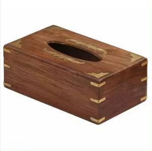 Boîte porte-serviettes en bambou 2 pièces de luxe Design carré en marbre avec métal pour la maison et le restaurant - Product Image 6