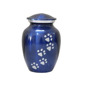 High Quality Aluminium Cremation <b>Pet</b> <b>Urns</b> With Paw Print And Royal Blue Color Finished Metal Funeral <b>Urns</b> For Human Ashes - Product Image 1