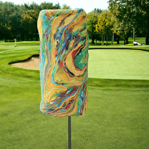 Custom PU golf club head cover <b>for</b> <b>mens</b> design with soft inner plush lining <b>waterproof</b> top and long <b>sock</b> style neck - Product Image 5