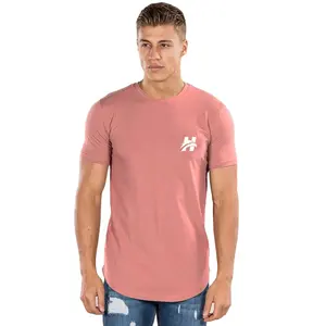 Couleur rose ourlet incurvé fond rond hommes t-shirt 2021 personnalisé mode t-shirt 100% coton pull hommes t-shirt