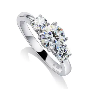 Halo glacé simple 1ct bijoux diamant pavé s925 fiançailles mariage éternité moissanite bague de princesse