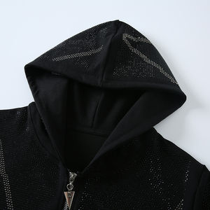 Long Sleeve Black <b>Rhinestone</b> Streetwear Tracksuit Men Plain Color Winter Latest Design Warm Stylish Fleece <b>Fabric</b> Quick Dry - Product Image 6