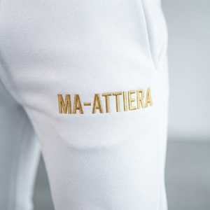 <b>Men's</b> White Hoodie Tracksuit Set Gold Embroidered <b>Pullover</b> Sweatshirt Jogger Pants Sportswear Training Gym Fitness Activewear XL - Product Image 6