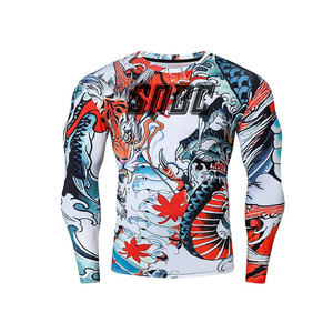 Tissu doux Logo personnalisé Chemise de surf à manches longues Sportswear Polyester Adultes Unisex Rash Guard Shirt Chemise noire Rashguard pour hommes - Product Image 1