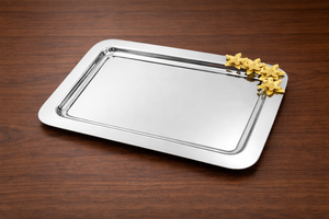Plateau de service en acier inoxydable de qualité supérieure, plateau en acier argenté pour hôtel de luxe, plateau de service antique - Product Image 3
