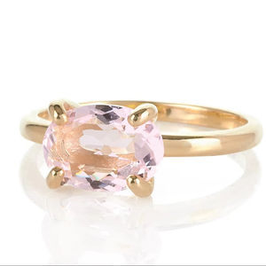 Delicado Natural rosa cuarzo facetado piedra preciosa pura Plata de Ley 925 anillos de forma ovalada joyería fina pequeños anillos de Piedra Rosa - Product Image 1