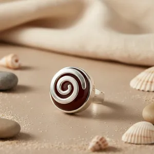 Art Palace <b>925</b> <b>Silver</b> Coral Cocktail <b>Ring</b> with Bezel Setting Classic Flower Design Unisex Everyday Wear Statement Jewelry Gift - Product Image 2