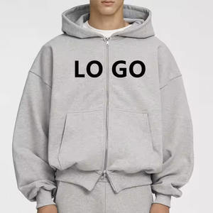 Double fermeture éclair Boxy Hoodie Custom Heavy Weight 100% Cotton Cropped Hoodie Men's French Terry Pullover Zipper Hoodie - Product Image 1