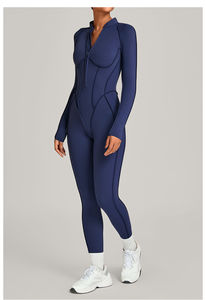 ชุดจั๊มสูทโยคะแบบสปริงบีบอัด ไซส์พลัส ระบายอากาศได้ดี มีซิป เอวสูง แขนยาว ผลิตจากผ้าสแปนเด็กซ์/ไนลอน - Product Image 3