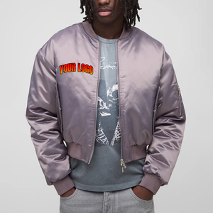 High Quality Custom Men's Sporty Satin Bomber Jacket with Front Logo-Unique Sports Apparel - Product Image 1