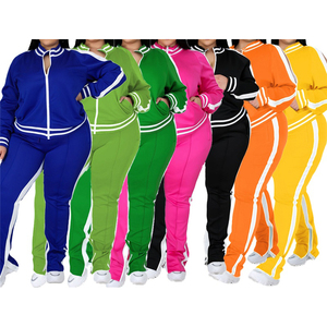 Conjunto de dos piezas de talla grande para mujer, pantalones de Jogger con abertura superior y cremallera bordada, forro polar de algodón 100% de alta calidad - Product Image 6