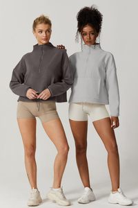 Venta al por mayor deportes mujeres cremallera logotipo personalizado pulóver en blanco 100% algodón media cremallera sudaderas para mujeres - Product Image 2