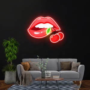 Conception de logo d'entreprise de magasin à <span class=keywords><strong>LED</strong></span> personnalisée cerise sur les lèvres conception de lumière de néon pour la décoration murale - Product Image 2