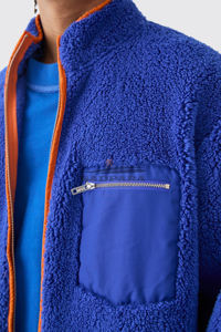 Chaquetas de hombre Heavy Fleece Cotton Cierre de cremallera Shearling Designer Outerwear Warm Sherpa Jacket - Product Image 3