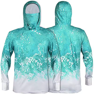 Ropa de pesca de manga larga de secado rápido Anti-Uv de alta calidad, camisetas de pesca sublimadas personalizadas con poliéster con capucha - Product Image 6