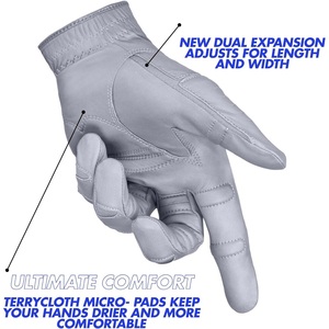 Vente en gros Gants de golf en cuir artificiel-Léger Imperméable Antidérapant Respirant Protection UV Réglable Dragonne Unisexe - Product Image 3